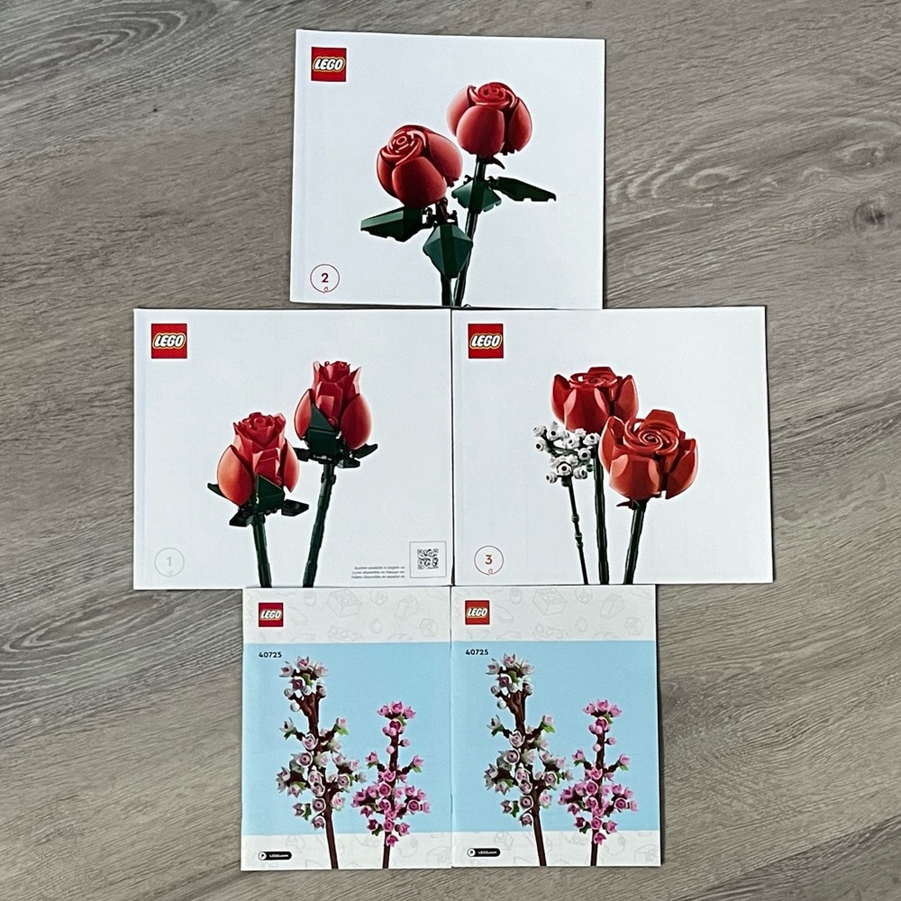 LEGO SET - 2 Cherry Blossom Set AND 1 Rose Bouquet with Instruction Books